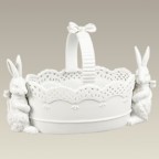 Oval Basket W/Attached rabbits　　C6689