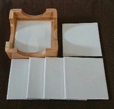 Set of 6 coasters with wood holder　アウトレット