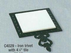 Iron trivet with tile