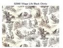 Village Life  Chintz   Black