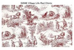 Village Life　Chintz　Red