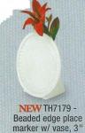 Baeded edge place marker W/vase