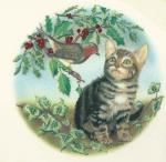 Christmas bird & cat   A42331B