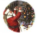Santa Decorating Tree Round